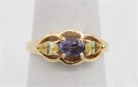 14k YELLOW GOLD IOLITE AND YELLOW TOPAZ RING 2.0g