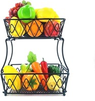 2 Tier Metal Wire Fruit Bowl Basket