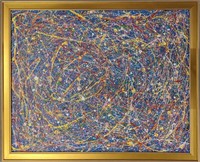 HUGE Original in Manner of Jackson Pollock 48 x 60