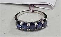 Sterling Silver Ring w/ Blue Stones sz 7.25