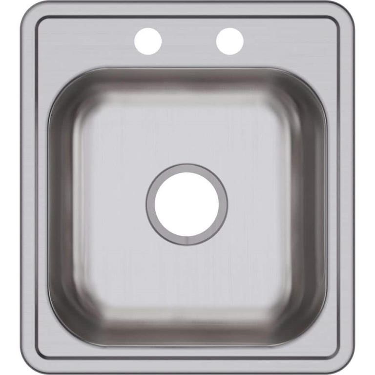Stainless Steel 17 in. 2-Hole Drop-in Bar Sink