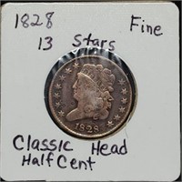 1828 US Classic Head Half Cent
