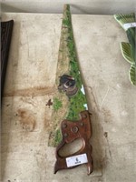 Painted Hand Saw w/ Village Scene