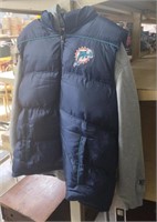 Miami Dolphins 2XL puffer vest and sweatshirt