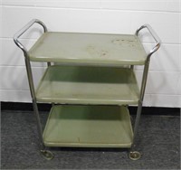Metal 3-Tier Cart on Casters - Green Shelves