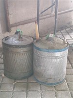 2 Vintage Metal Gas Cans w/ handle