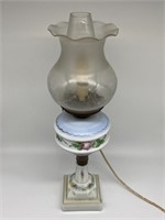 Early Painted Milk Glass Lamp.