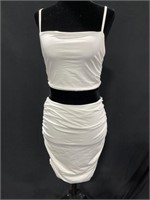 WOMEN’S SMALL SPAGHETTI STRAP CROP TOP AND SKIRT
