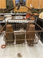 Metal wire basket and tins