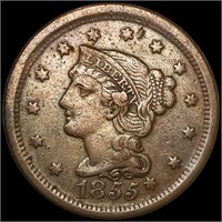 1855 Large Cent NEARLY UNCIRCULATED