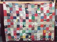 Vintage Hand Knotted Patchwork Quilted Blanket