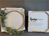 'Home' Sign & Decorative Wreath