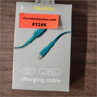 3' USB-C to USB-a Flat Cable - Heyday™ Bright Teal