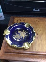 Blue and gold ashtray