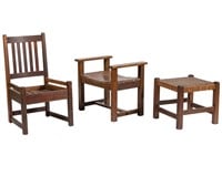 Mission Oak Chair, Bench and Stool