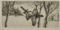 HOLLIS WILLIFORD (1940-2007) SNOW GROUSE ETCHING