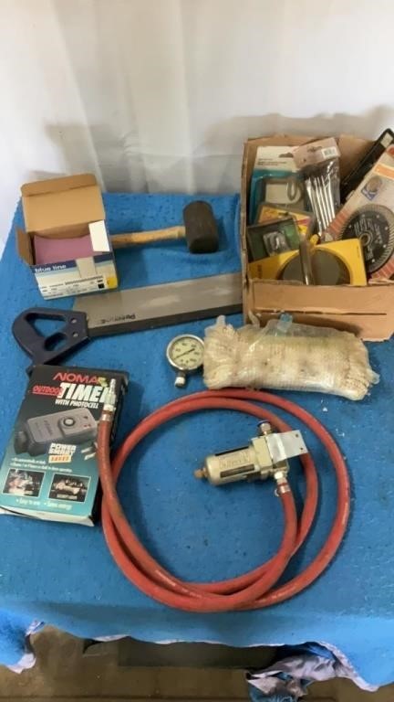 Assorted Items Incl Tools, Rope, Outdoor Timer etc