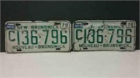 Matching 1979 New Brunswick License Plates