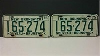 Two Matching 1975 New Brunswick License Plates