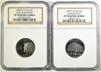 LOT OF 2 NGC PF-70 ULTRA CAMEO CLAD STATE QUARTERS