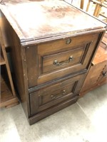 Two drawer legal sized wood filing cabinet