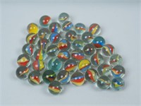 Group of Tri-Color Swirl Marbles