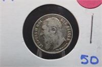 1909 Belgium 50 cent coin