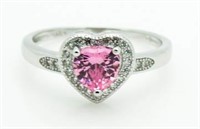 Pink Sapphire Heart Solitaire Ring