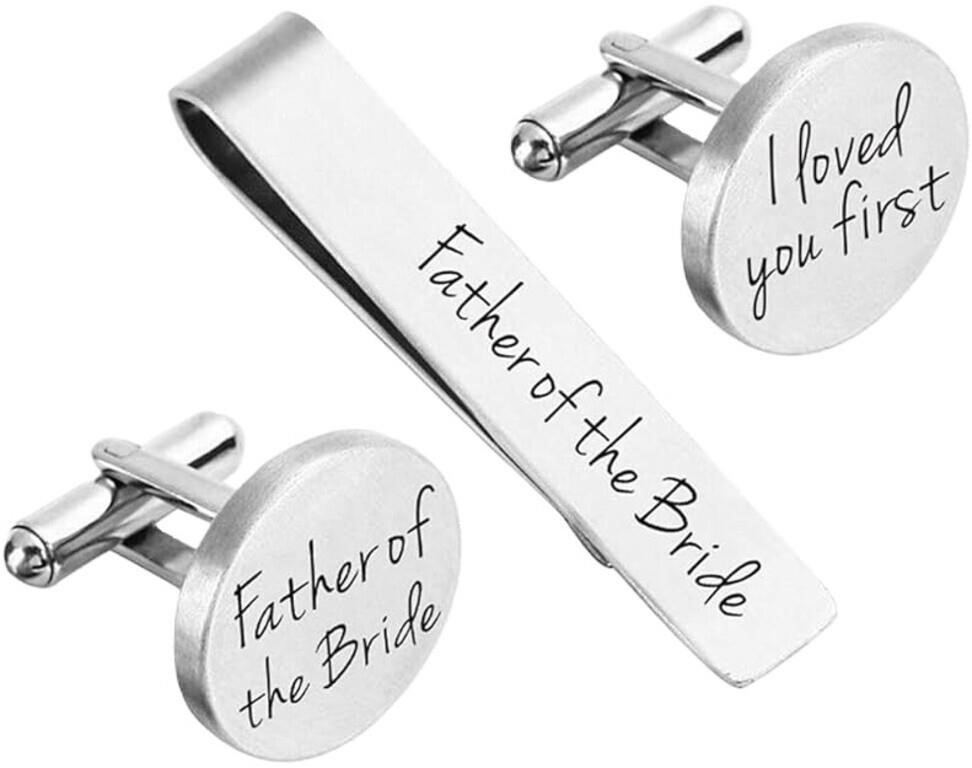 Father Of The Bride Tie Clip And Cuff Links Set