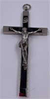 Wood and nickel Crucifix from Germany 4"