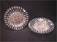 Two pieces of Higgins glass with white and gold