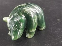 Alaskan jade, bear carving about 2" long