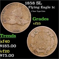 1858 SL Flying Eagle Cent 1c Grades vf+