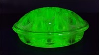 Vintage 16-Hole Uranium Glass Flower Frog