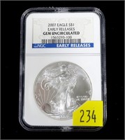 2007 U.S. Silver Eagle, NGC slab certified