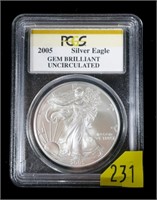 2005 U.S. Silver Eagle, PCGS slab certified