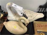 (2) Machine Carved Swans