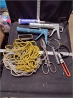 Rope, Caulk Gun & Tube, Var. Tools Lot