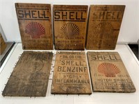 6 Wooden Oil Box Ends Inc. Shell & Golden Fleece