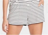 Soft Pajama Shorts Black/White Striped-XS