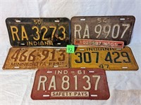 ind. license plates(42,47,50,54,61,55 )