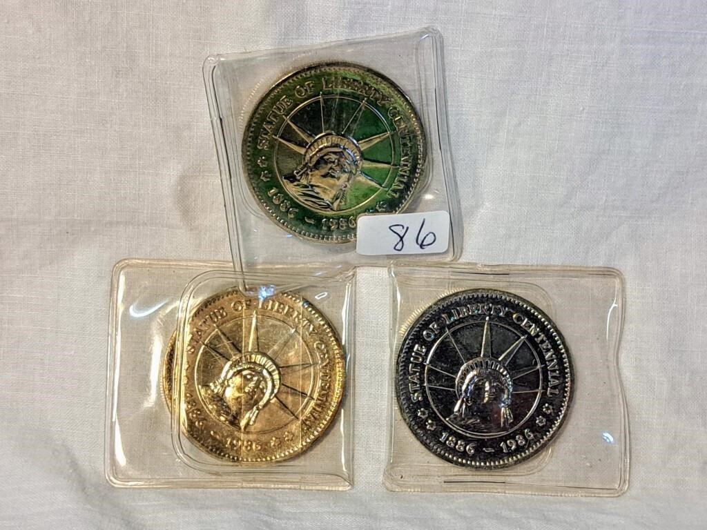 3 1986 statue of liberty coins