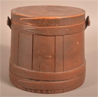 Antique Brown Painted Wooden Firkin.