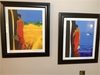 Two pieces of framed art.  21” x 18.5”