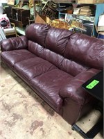 3 cushion maroon leather couch