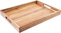 Acacia Wood Serving Tray with Handles (17 Inches)