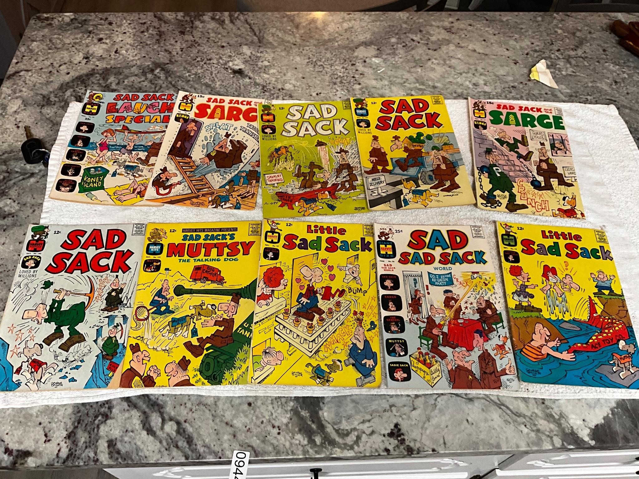 10- Vintage Sad Sack Sarge Comic Books