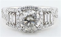 2.07CT CENTER DIAMOND PLATINUM RING - 2.92 CTW