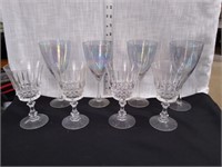 Stemware Crystal & 4 Irredescent goblets