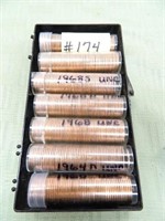 (7) Rolls UNC Lincoln Cents, 1960, 64d, 68, 68d,